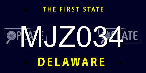 MJZ034 Delaware License Plate