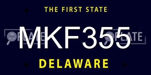 MKF355 Delaware License Plate