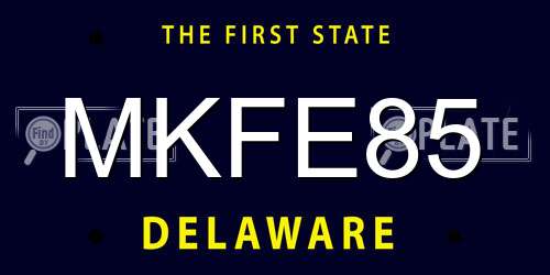MKFE85 Delaware License Plate