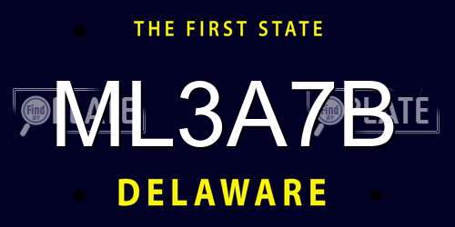 ML3A7B Delaware License Plate