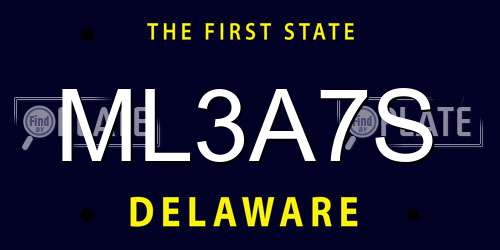 ML3A7S Delaware License Plate