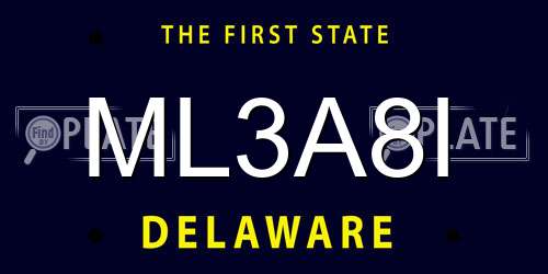 ML3A8I Delaware License Plate