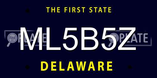 ML5B5Z Delaware License Plate