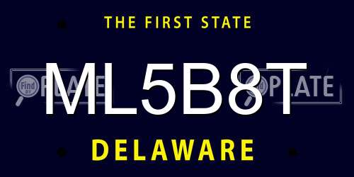 ML5B8T Delaware License Plate