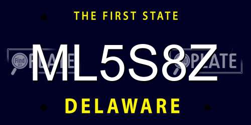 ML5S8Z Delaware License Plate