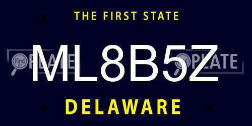 ML8B5Z Delaware License Plate