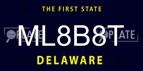 ML8B8T Delaware License Plate