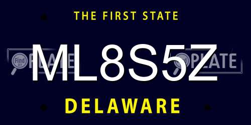 ML8S5Z Delaware License Plate