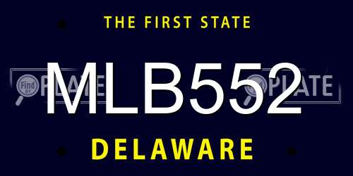 MLB552 Delaware License Plate