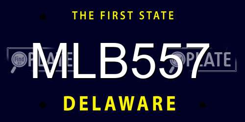 MLB557 Delaware License Plate