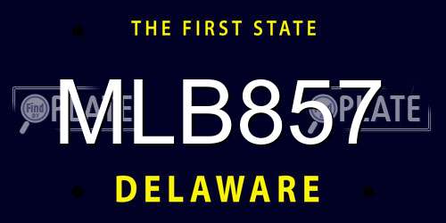MLB857 Delaware License Plate