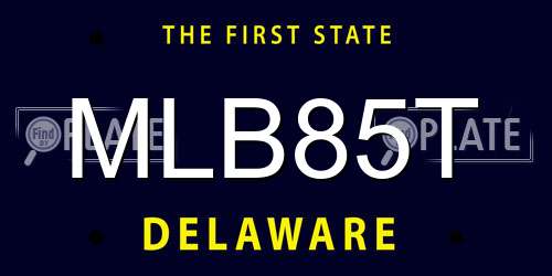 MLB85T Delaware License Plate