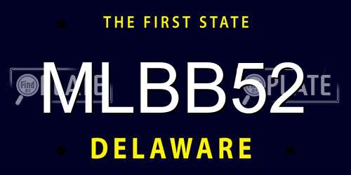MLBB52 Delaware License Plate