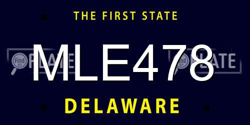 MLE478 Delaware License Plate