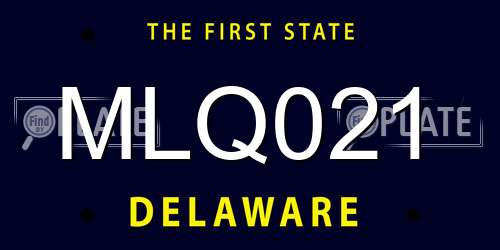 MLQ021 Delaware License Plate