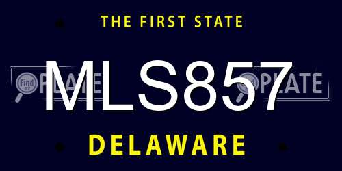 MLS857 Delaware License Plate