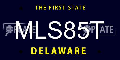 MLS85T Delaware License Plate