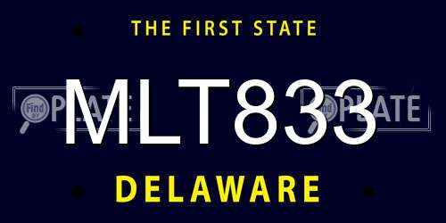 MLT833 Delaware License Plate