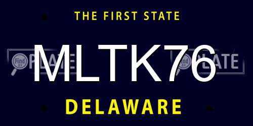 MLTK76 Delaware License Plate