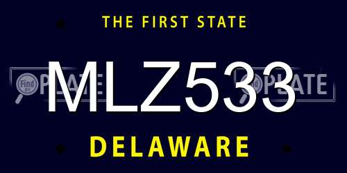 MLZ533 Delaware License Plate