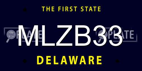 MLZB33 Delaware License Plate