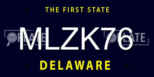 MLZK76 Delaware License Plate