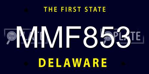 MMF853 Delaware License Plate