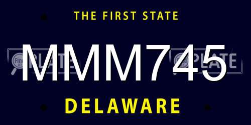 MMM745 Delaware License Plate
