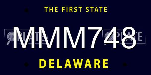 MMM748 Delaware License Plate