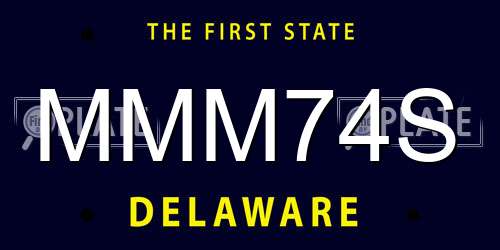 MMM74S Delaware License Plate