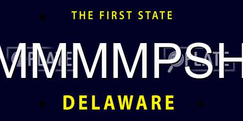 MMMMPSH Delaware License Plate