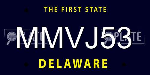 MMVJ53 Delaware License Plate