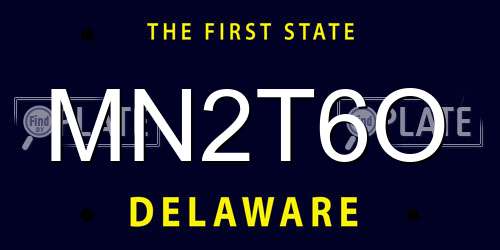 MN2T6O Delaware License Plate