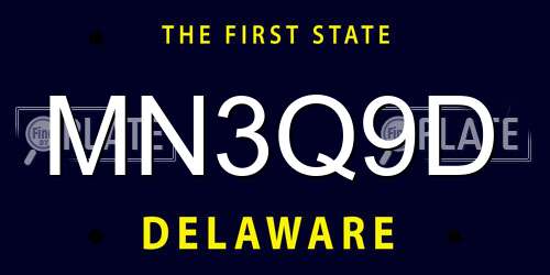 MN3Q9D Delaware License Plate
