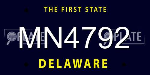 MN4792 Delaware License Plate