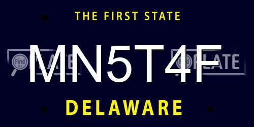 MN5T4F Delaware License Plate