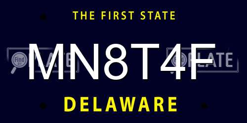 MN8T4F Delaware License Plate