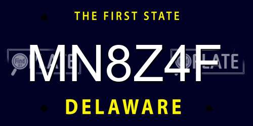 MN8Z4F Delaware License Plate
