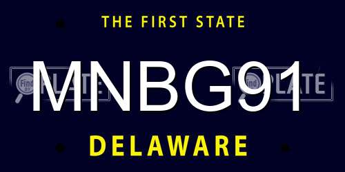 MNBG91 Delaware License Plate