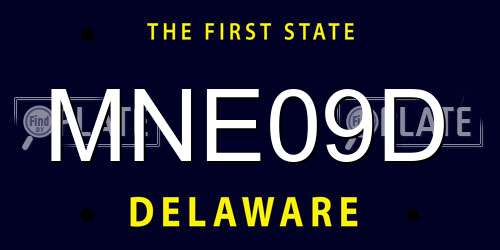 MNE09D Delaware License Plate