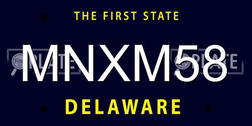 MNXM58 Delaware License Plate