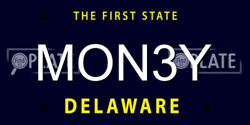 MON3Y Delaware License Plate