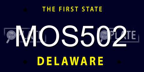 MOS502 Delaware License Plate