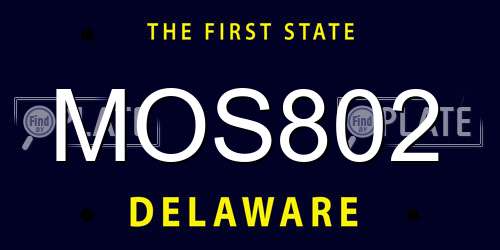 MOS802 Delaware License Plate