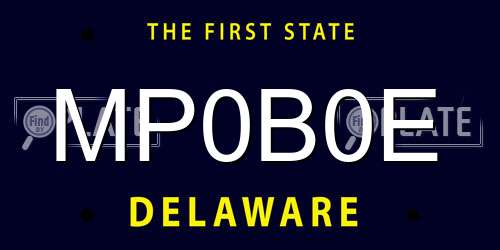 MP0B0E Delaware License Plate