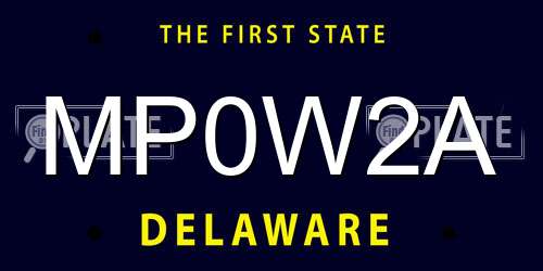 MP0W2A Delaware License Plate