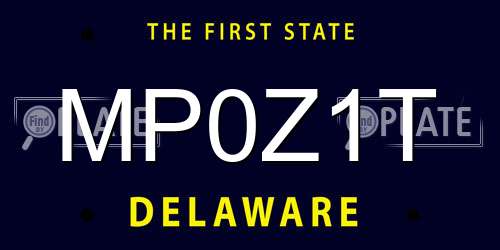 MP0Z1T Delaware License Plate