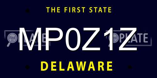 MP0Z1Z Delaware License Plate