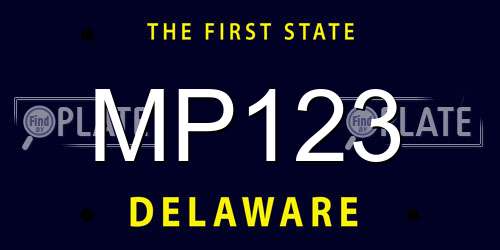 MP123 Delaware License Plate