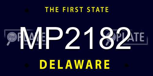 MP2182 Delaware License Plate
